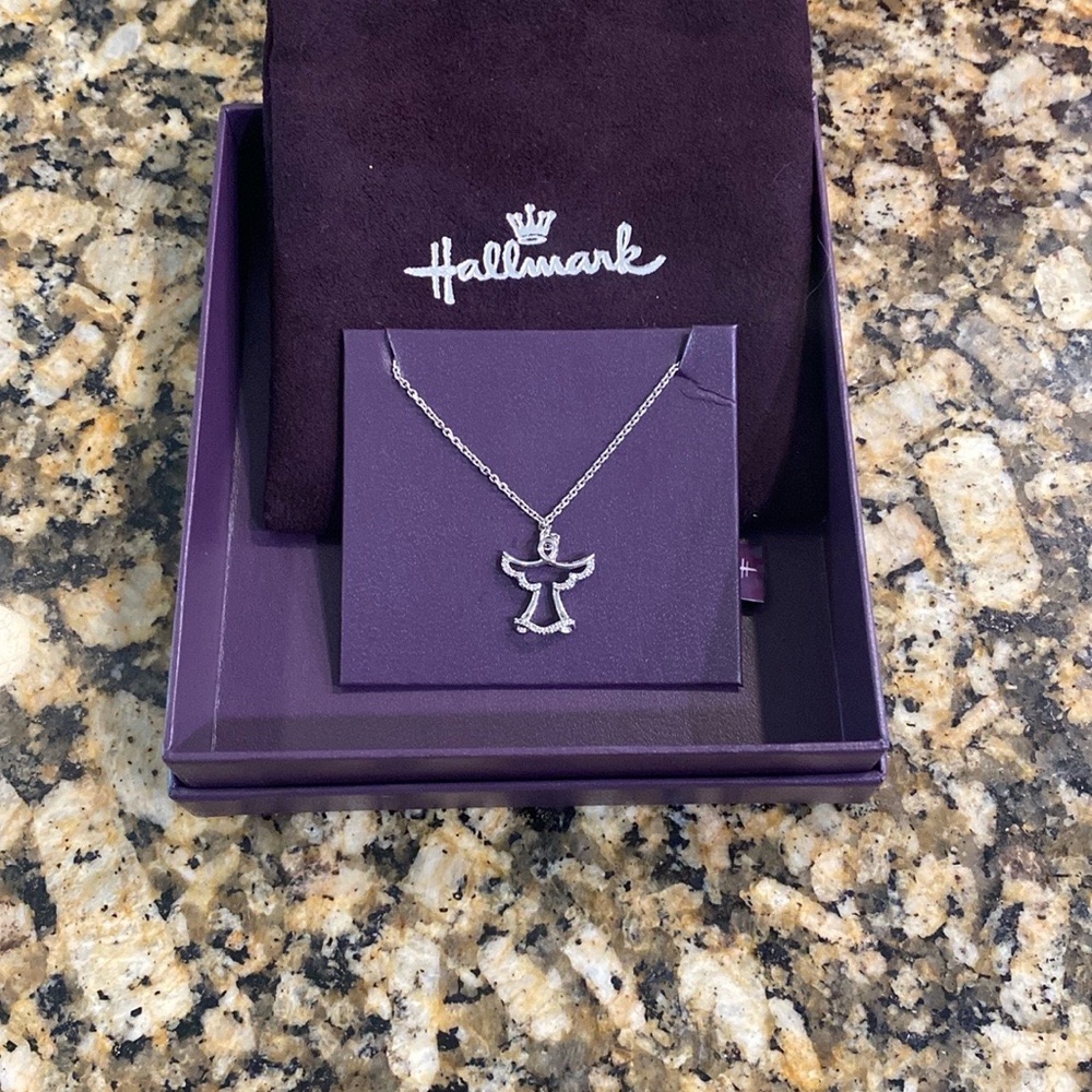 Hallmark Silver Angel Pendant Necklace 40$